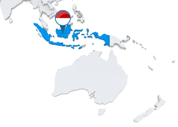 Indonezja na mapie miasta oceania — Zdjęcie stockowe