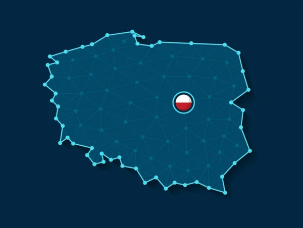 폴란드의 단순화 모습을 삽화는 미래적 디지털 파란색 디자인의 실루엣으로 지도를 — 스톡 벡터