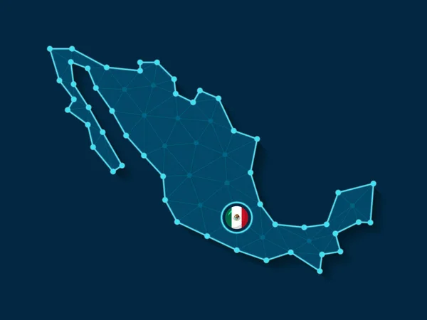 Vector Illustratie Van Vereenvoudigd Mexico Kaart Silhouet Een Futuristisch Digitaal — Stockvector