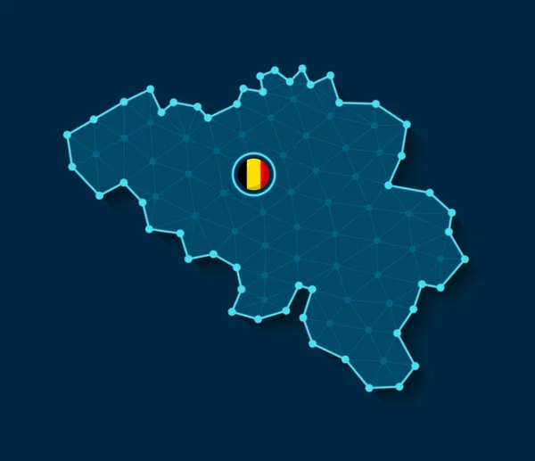 Vector Illustration Simplified Belgium Map Silhouette Futuristic Digital Blue Design — Stock Vector