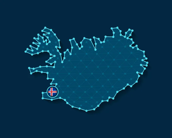 Vector Illustration Simplified Iceland Map Silhouette Futuristic Digital Blue Design — Stockvektor