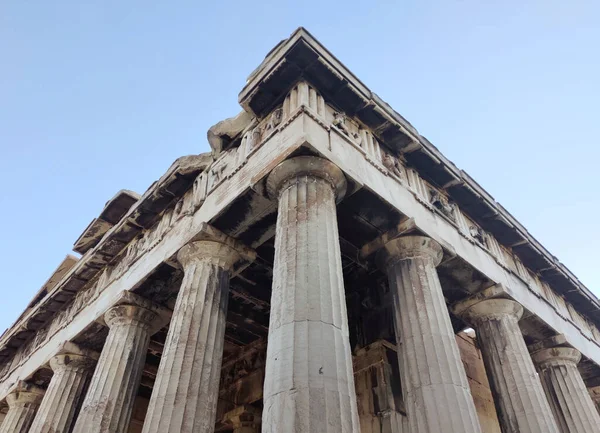 Ángulo Detalle Del Templo Hefesto Situado Ágora Antiguo Atenas Grecia — Foto de Stock