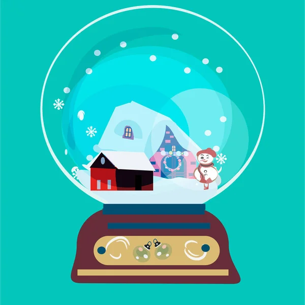 Handgezeichnete Vektor abstrakt Frohe Weihnachten und ein gutes neues Jahr Zeit große Cartoon-Schneekugel Kugel Illustration — Stockvektor