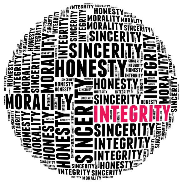 Integrity in word cloud with several positive qualities and char — Stock Photo, Image