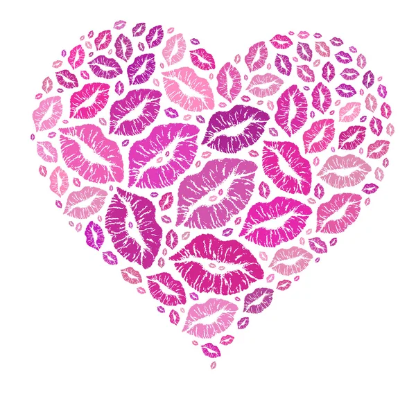 Beijo de batom composto em forma de coração — Fotografia de Stock