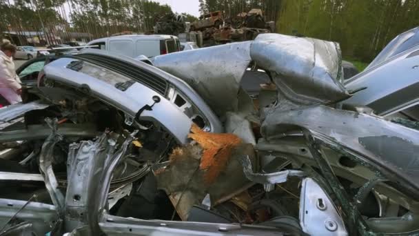 Irpin Kyiv Region Ukraine April 2022 Car Graveyard Irpin Consequences — Video Stock