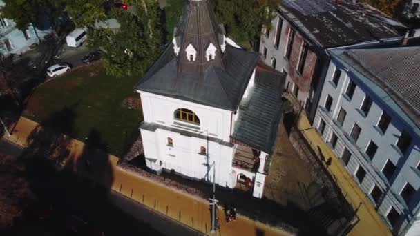 Kyiv Ukraine October 2021 Aerial View Church Nikolay Dobryi Historical — Vídeo de stock