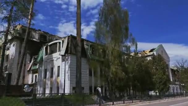 Irpin Kyiv Region Ukraine April 2022 Destroyed Buildings Civilian Objects — стокове відео