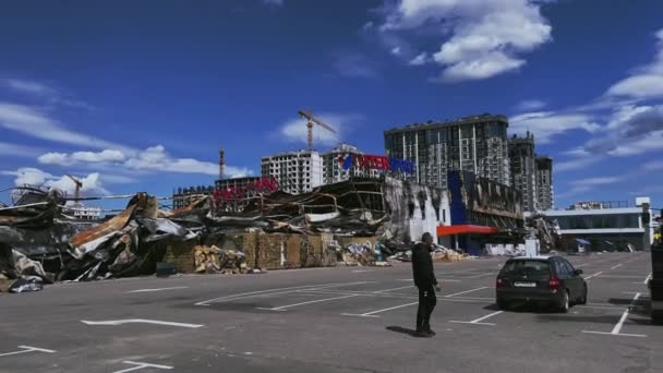 Ирпин Киевская Область Украина Апреля 2022 Года Разрушенные Здания Гражданские — стоковое видео
