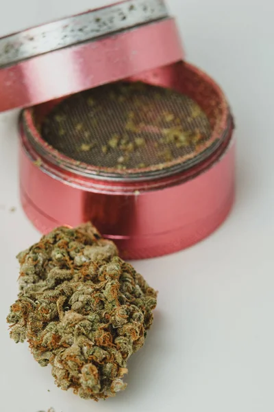 Gemme Marijuana Sfondo Bianco Vicino Cannabis Una Medicina Base Erbe — Foto Stock