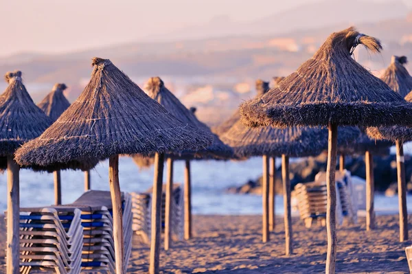 Parassóis na praia — Fotografia de Stock