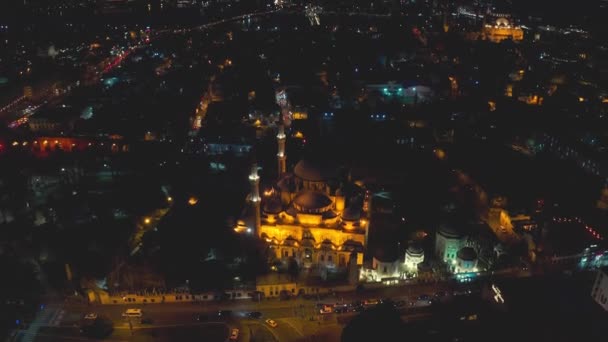 Blue Mosque in Istanbul, Turkey View at early evening. Aerial view 4K. — Stock Video