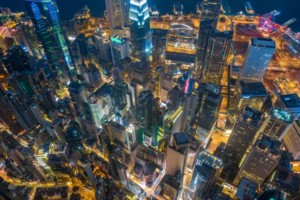 Vista aérea de Hong Kong y Kowloon Cityscape. — Foto de Stock