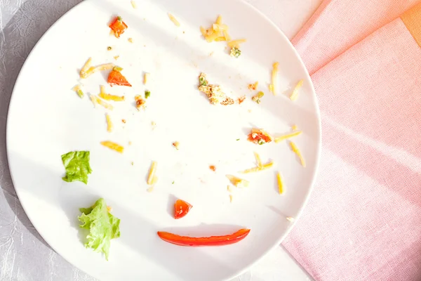 plaka kırıntıları yemek ve kullanılan çatal