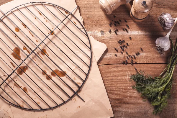 Empty food table after dinner — Stock Photo, Image