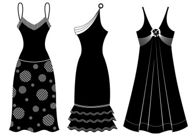 kadın, beyaz elbiseler. siluet siyah vektör