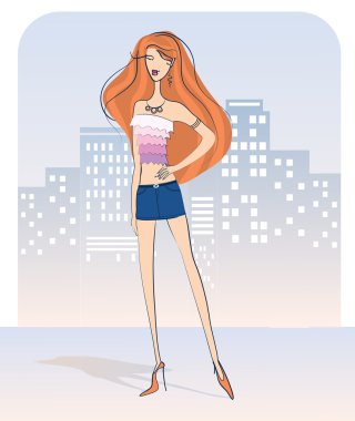 kot etek ve küçük top.vector model güzel kadın