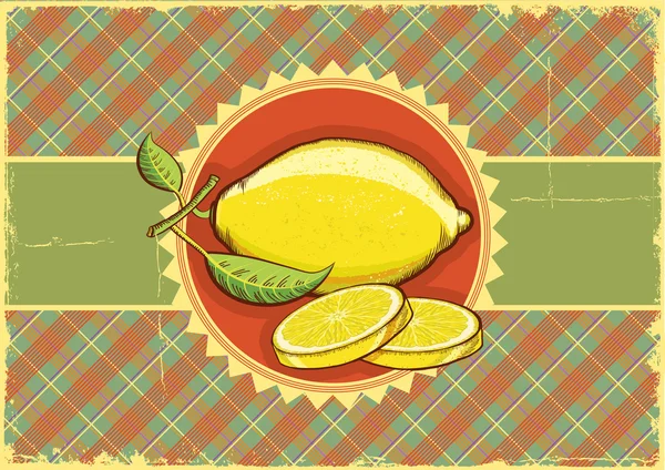 Fresh lemons .Vector vintage fruits on old background — Stock Vector