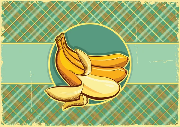 Bananas label.Vintage fruits background on old paper texture — Stock Vector