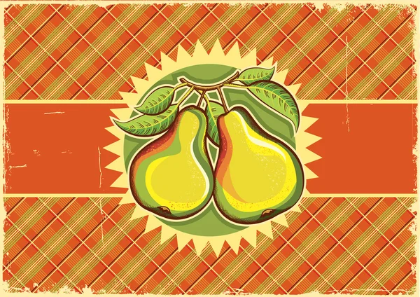 Pears vintage label fundo na textura de papel velho — Vetor de Stock