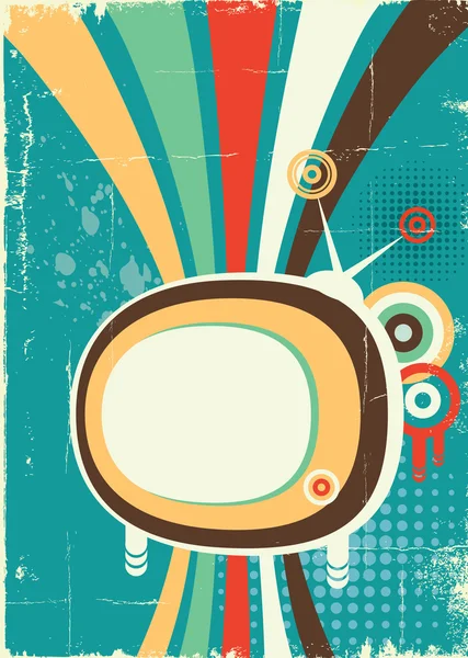 Abstract retro television.Vector poster on old background — Stock Vector