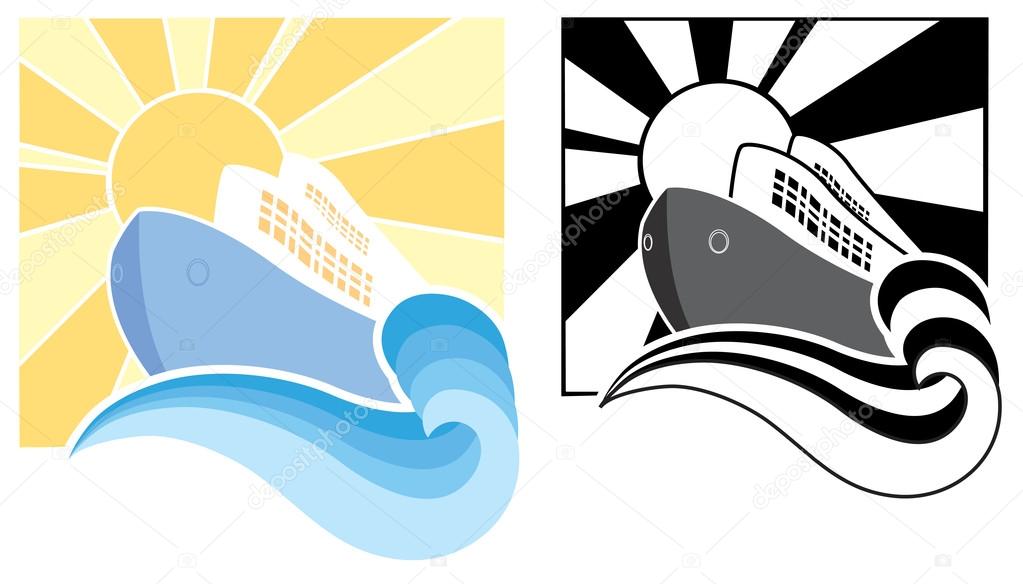 Cruise ship icons.Vector symbol illustration