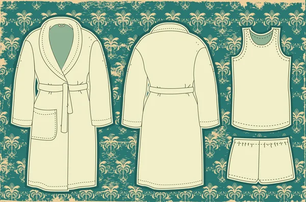 Peignoir et vêtements non-rouges pour homme.Illustration vectorielle sur vintage wa — Image vectorielle