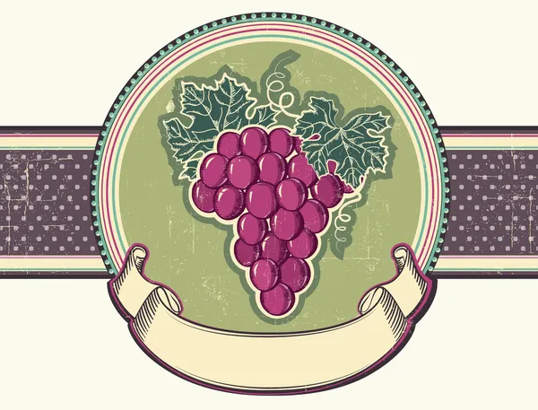 Grapes.Vector vintage etiketini arka plan metni — Stok Vektör