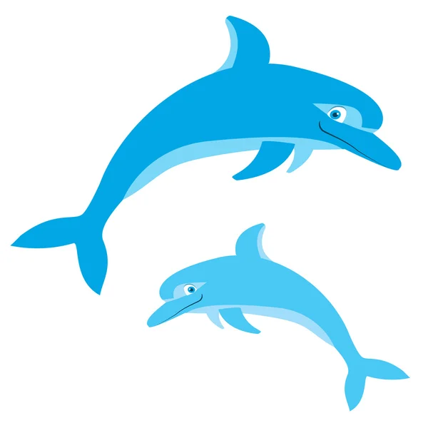 Dolphins jumping in.Vector isolated on white — Stock Vector