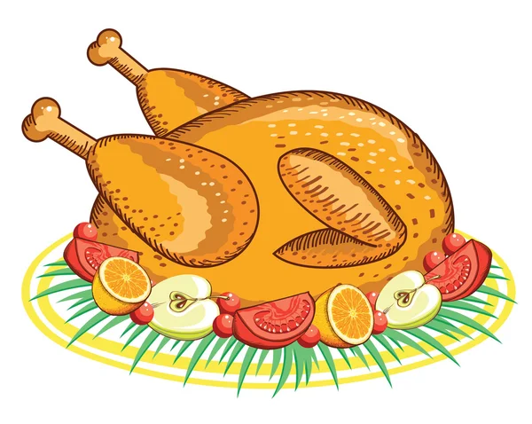 Thanksgiving Turkey .Vector food isolated on white for design — Stock Vector