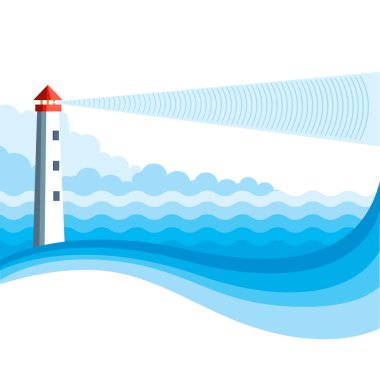 Deniz feneri ve mavi arka plan.