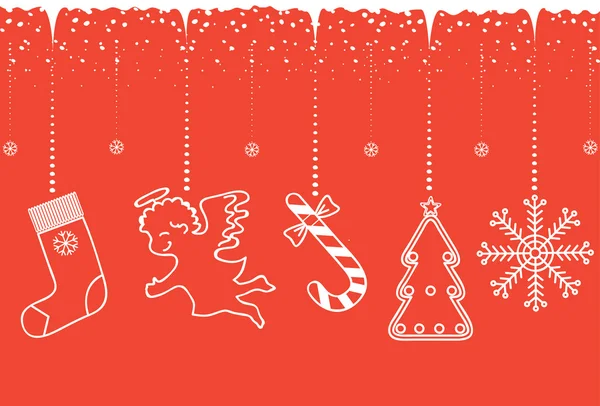 Christmas kırmızı kart ile tatil sembolleri.