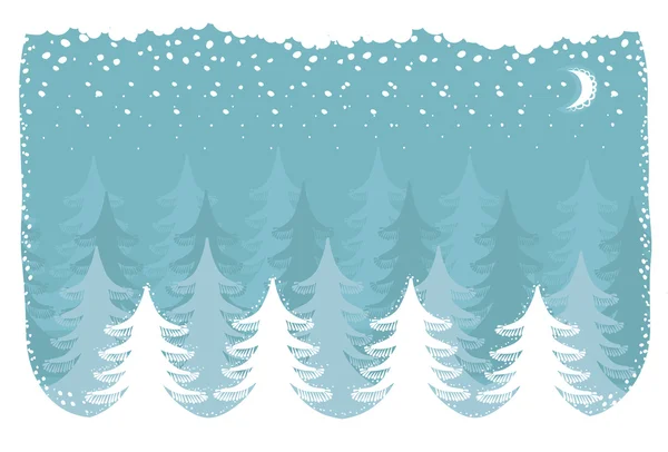 Winter snow forest.Vector christmas nature background — Stock Vector