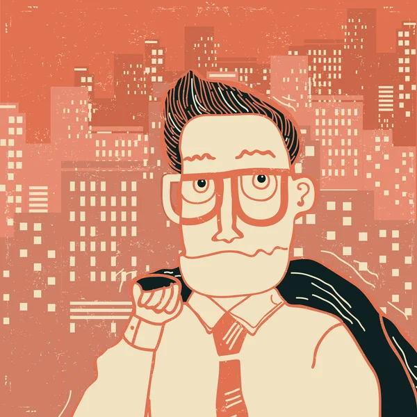 Portrait d'homme d'affaires en vêtements de bureau dans une grande ville — Image vectorielle