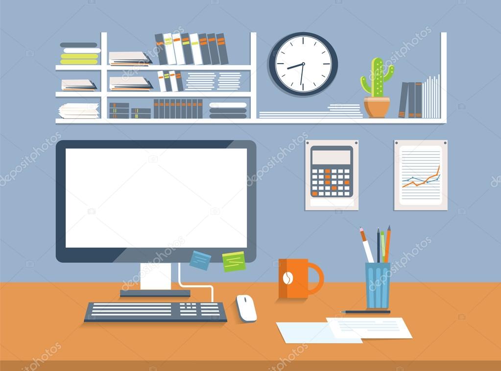 Interior office room.Flat design style