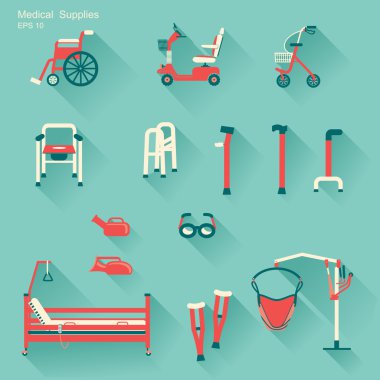  medical hospital equipment for disabled people.Vector illustrat