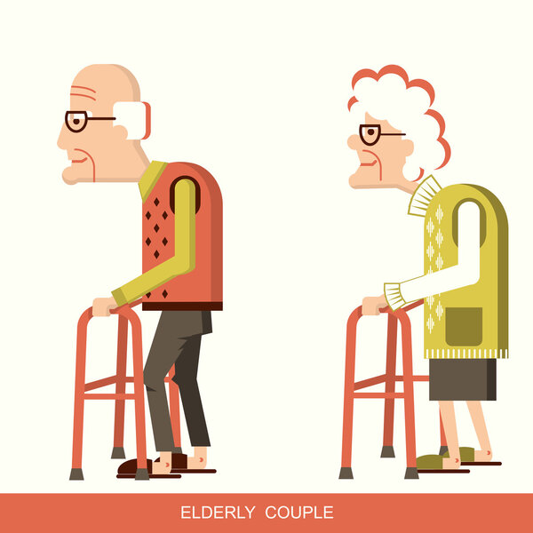 Пожилые люди с тросточками
