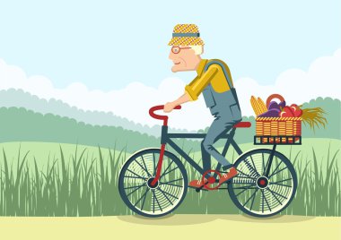 yaşlı adam sürücü tarafından bike.vector bahçıvan