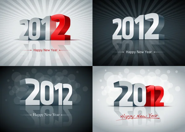 2012 Happy New Year Set — Stock Vector