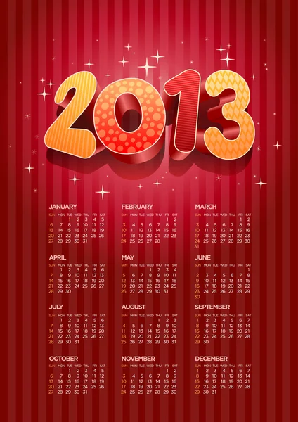 Calendario 2013 — Vector de stock