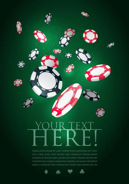 Poker gokken chips poster sjabloon. — Stockvector