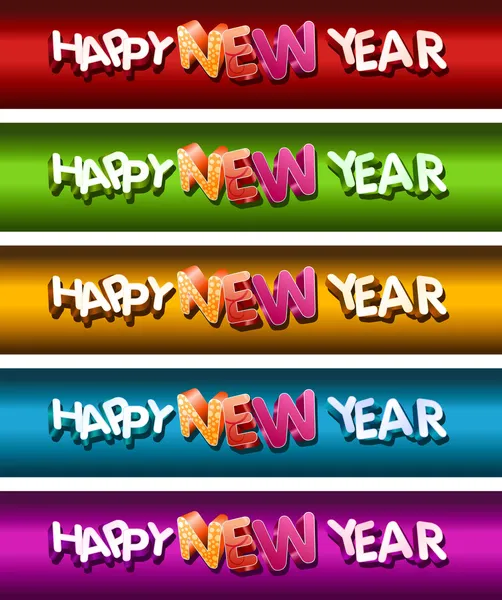 Ευτυχισμένο το νέο έτος banner σύνολο. — Διανυσματικό Αρχείο