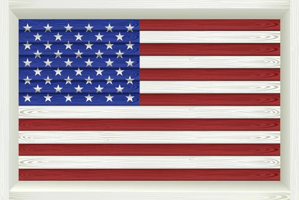 Bandera americana de madera . — Vector de stock
