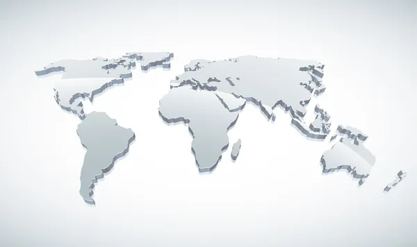 3D kaart van de wereld van de vector. — Stockvector