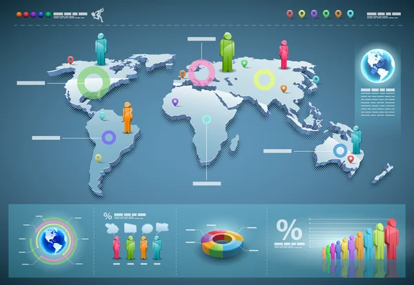 Conjunto de infografías del mundo vectorial . — Vector de stock