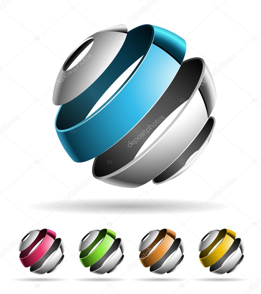3d abstract vector design element set.