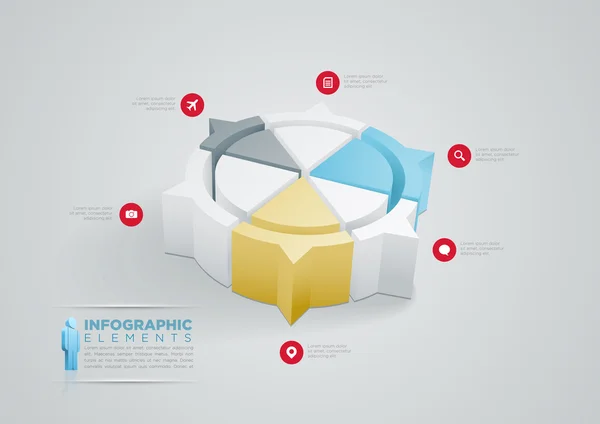 Grafico a torta disegno infografico — Vettoriale Stock