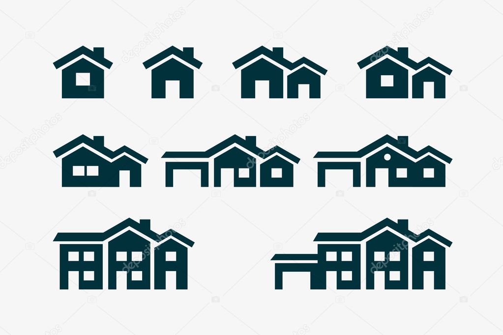 Vector various house icon set.