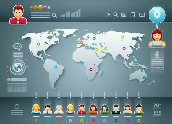 Mundo y personas Infografías — Archivo Imágenes Vectoriales