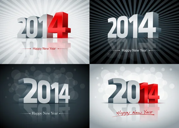 2014 Felice Anno Nuovo Set — Vettoriale Stock